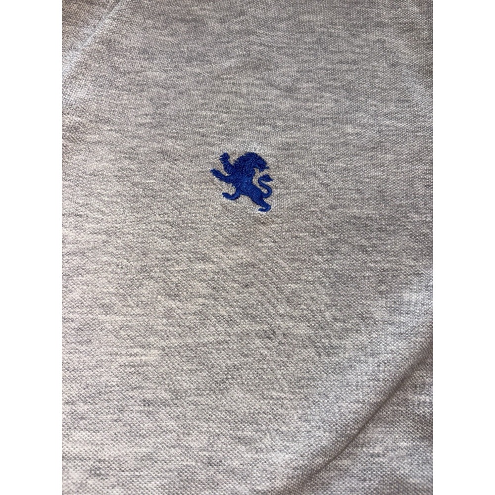 Men's Express Modern‎ Fit Size Medium Gray Royal Blue Short Sleeve Polo Emblem - Picture 4 of 7